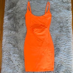 Bright orange Bodycon Dress with cutout